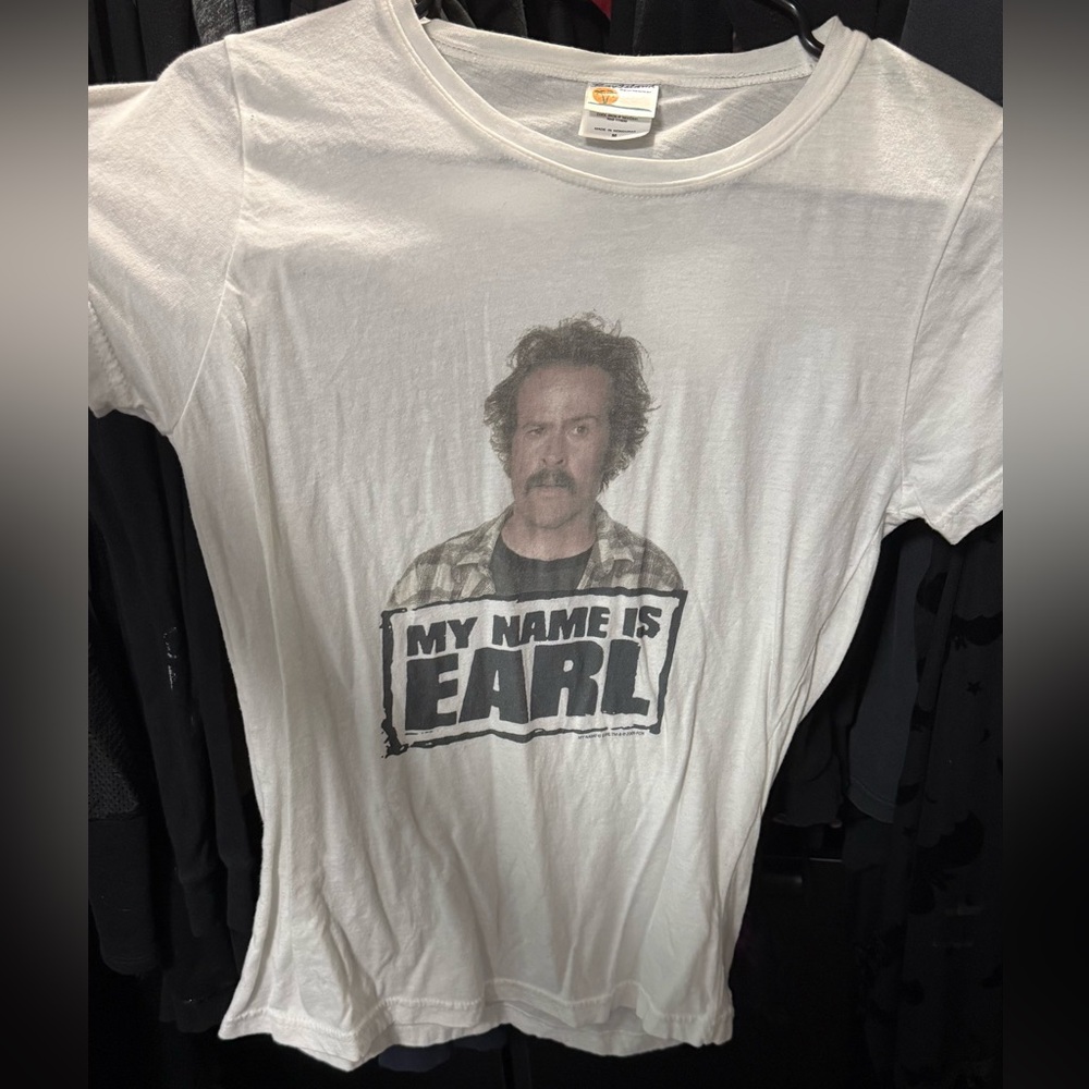 My Name Is Earl Bay Island White Short Sleeve Tees with Bold Graphics